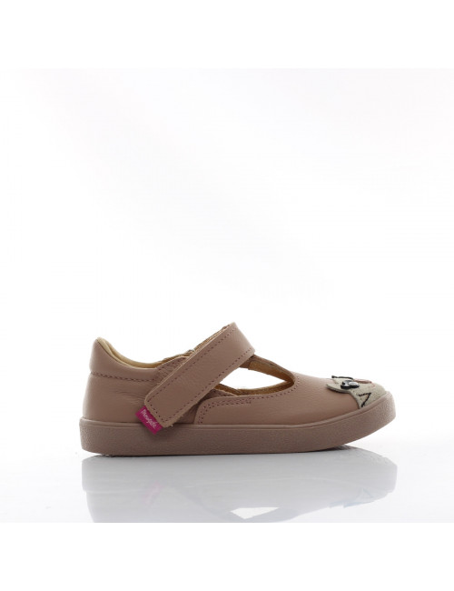 Mrugala Tola with Cat - Pink Children's Ballerinas in Natural Leather