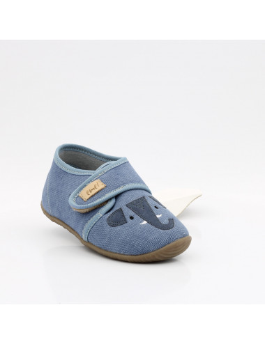 Emel Barefoot Blue Slippers with Elephant Motif - Antibacterial