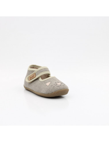 Emel Barefoot Scented Slippers - Grey with Cat Motif, Antibacterial