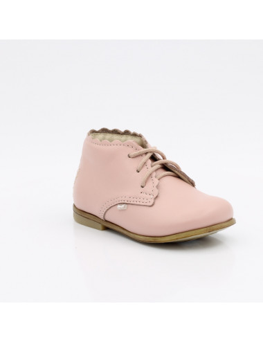 Emel Annuals Florence - Pink Leather Children's Shoes with Embroidery, Elast