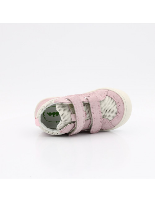 Children's Natural Leather Sneakers - Pink and White