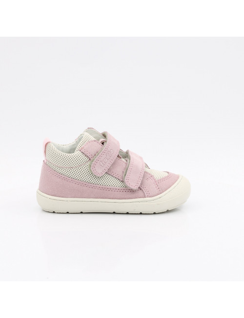 Children's Natural Leather Sneakers - Pink and White