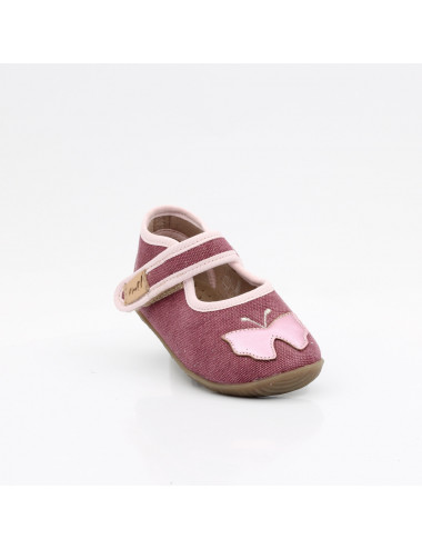 Emel elastic girls' slippers dark pink with butterfly EK 4000C-2