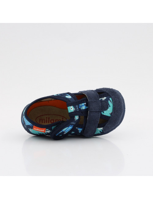 MILAMI flexible und leichte Kinderpantoffeln 118-BR-14 Blau Dino