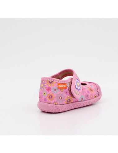 MILAMI flexible und leichte Kinderpantoffeln 111-BR-8 Rosa Blumen