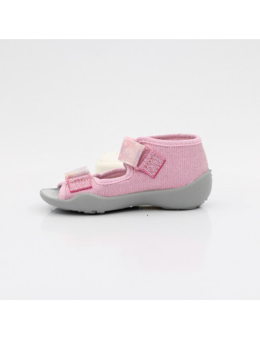 Befado Gummizug Kinder Hausschuhe Papi 342P057 rosa Glitzer