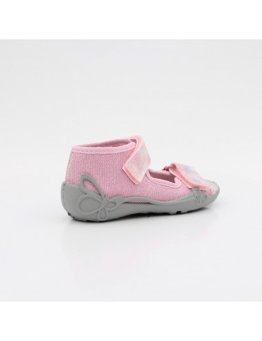 Befado Gummizug Kinder Hausschuhe Papi 342P057 rosa Glitzer