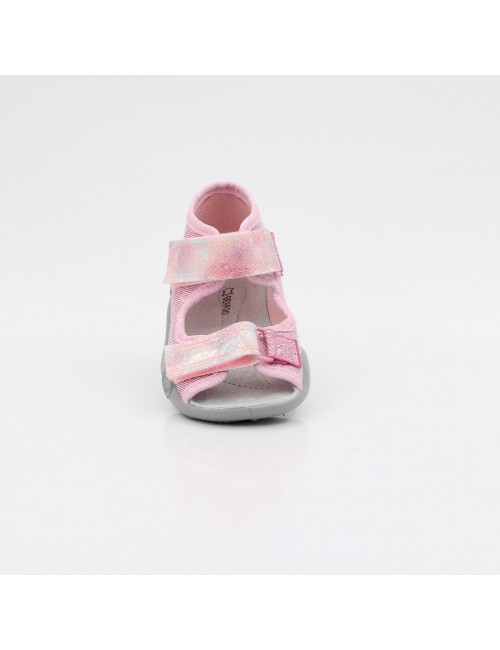 Befado elastic open-toe children's slippers Papi 342P057 pink glitter