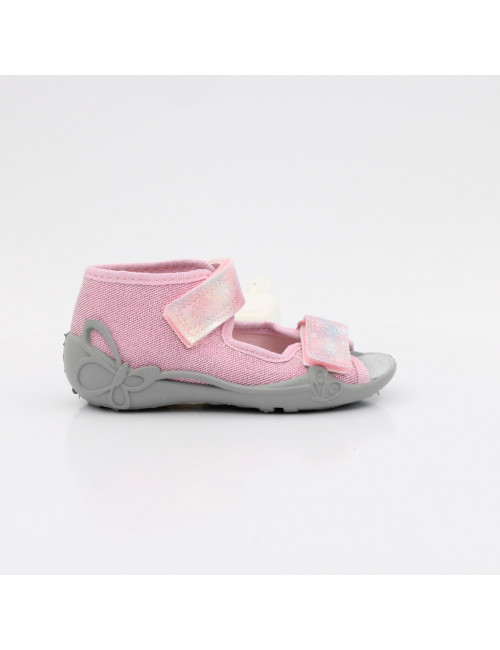 Befado Gummizug Kinder Hausschuhe Papi 342P057 rosa Glitzer