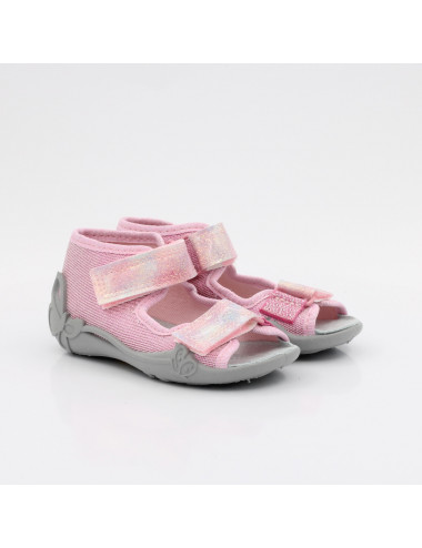Befado elastic open-toe children's slippers Papi 342P057 pink glitter