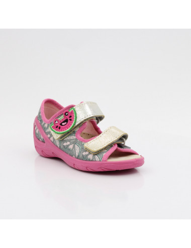 Befado elastische Kinder-Hausschuhe/Sandalen Sunny 063X006 watermelon