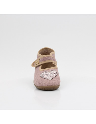 Emel elastic girls' slippers pink with glitter heart EK 4000-12