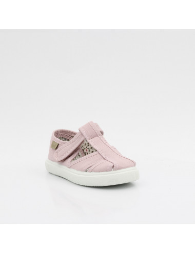 Emel elastic children's Lavanda organic cotton sneakers/cappets with cutouts E 4119-3