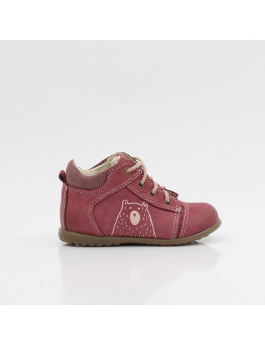 Emel Annuals Boston Kinder-Schnürstiefel rosa mit Teddybär ES 2069J-1