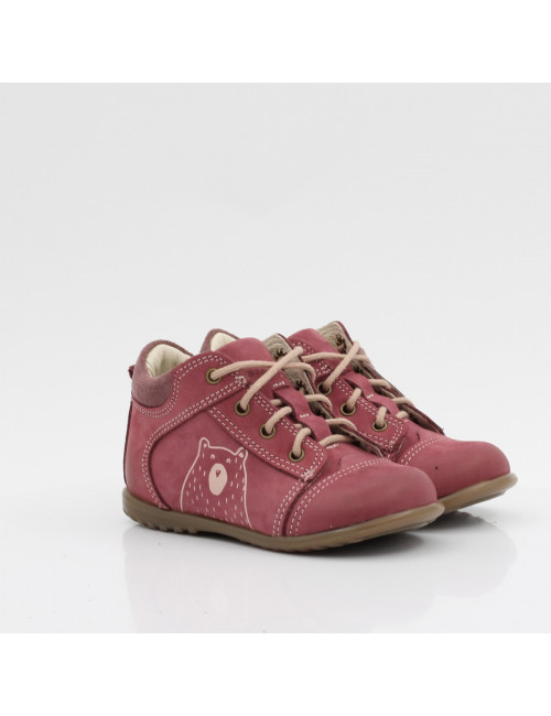 Emel Annuals Boston Kinder-Schnürstiefel rosa mit Teddybär ES 2069J-1