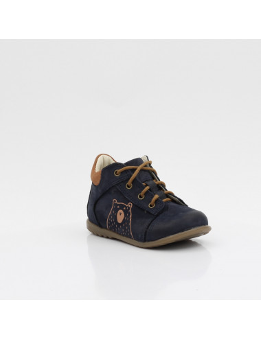 Emel Yearling Boston Kinderschnürstiefel navy blau mit Teddybär ES 2069J-6