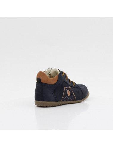 Emel Yearling Boston Kinderschnürstiefel navy blau mit Teddybär ES 2069J-6