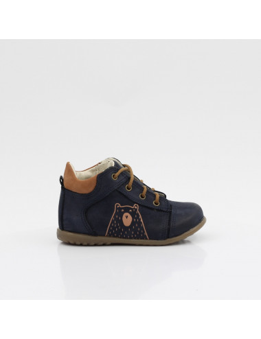 Emel Yearling Boston Kinderschnürstiefel navy blau mit Teddybär ES 2069J-6